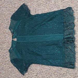 Emerald green lace blouse